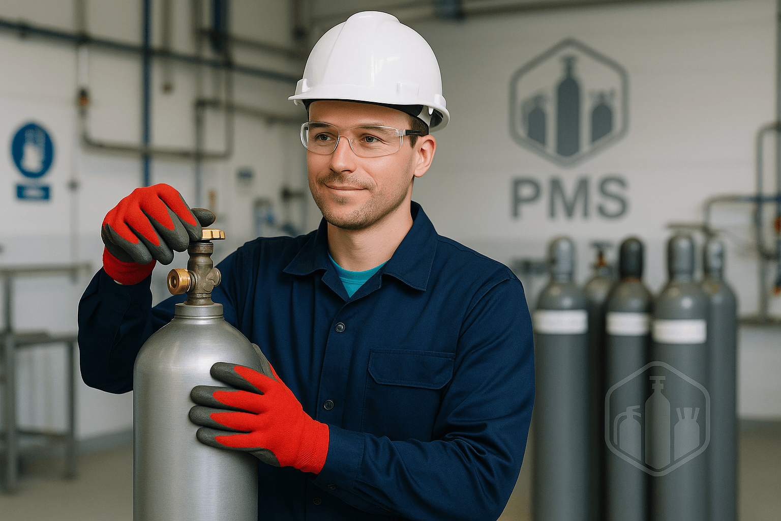 Equipo de PMS realizando tareas de seguridad industrial con equipos certificados